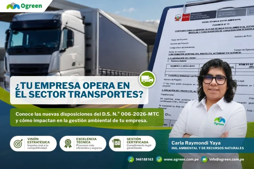 Mediante el Decreto Supremo N° 006-2026-MTC, publicado el 11 de febrero de 2026, el Ministerio de Transportes y Comunicaciones (MTC) modificó el Reglamento de Protección Ambiental para el Sector Transportes